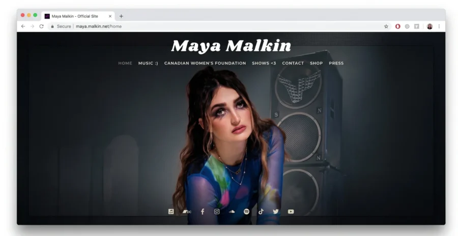 Custom artist website design example — tour and single promotion layout